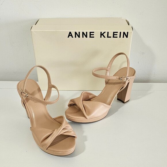 Anne Klein Valentine Wide Women's Sandals Size 8 - Taupe - Vale06F9 - Picture 1 of 8